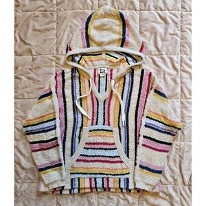 Label+Thread Baja Hoodie Ecru Multi $245 Womens XS Luxury Knitwear Terry Sweater